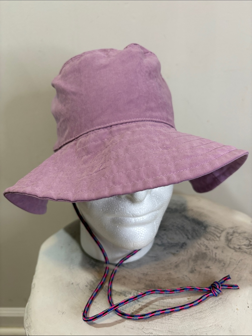 Zara Floppy Wide Brim Orchid Purple Lavender Neon Pink Rope Strap Sun Bucket Hat